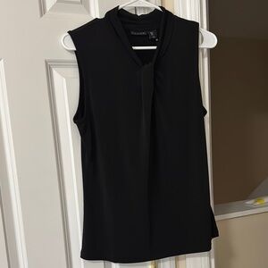 Tahari Black Sleeveless Mandarin Collar Blouse